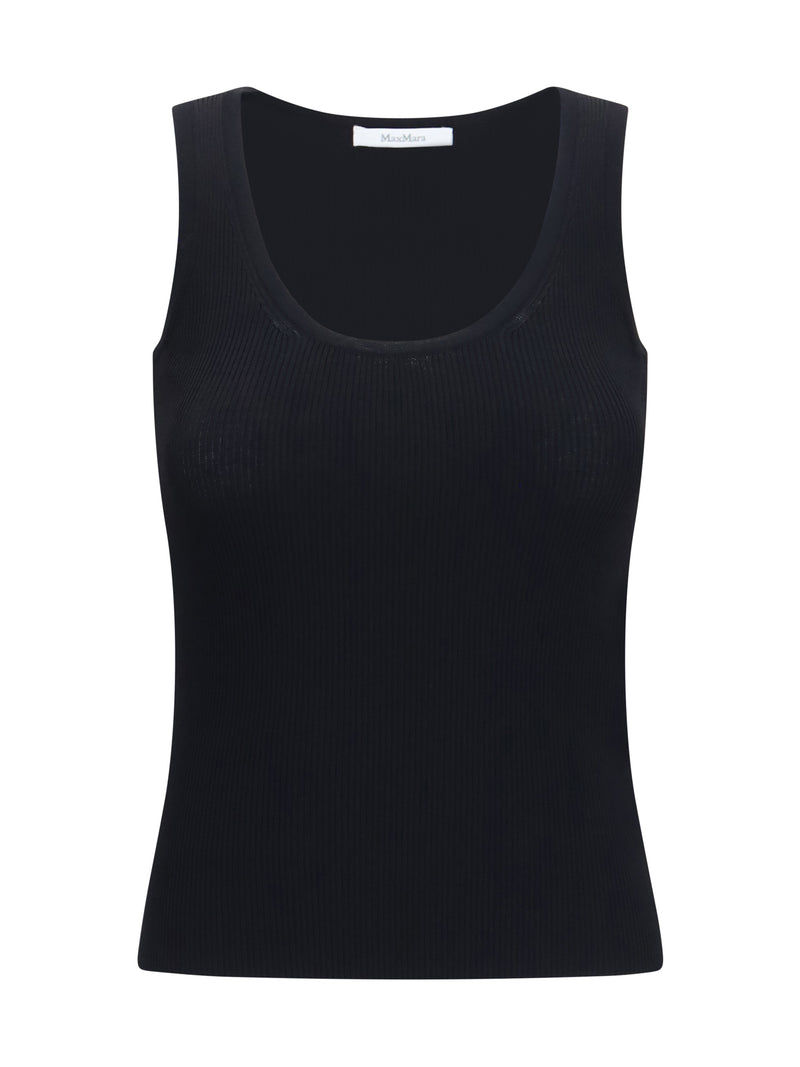 Max Mara Max Mara Ribbed Jersey Tank Top Black - World Class Fashion