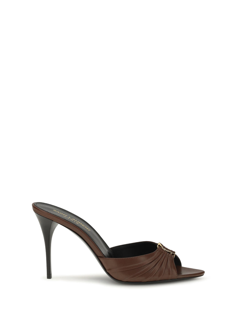 Saint Laurent Saint Laurent Babylone Smooth Leather Mules Brown - World Class Fashion