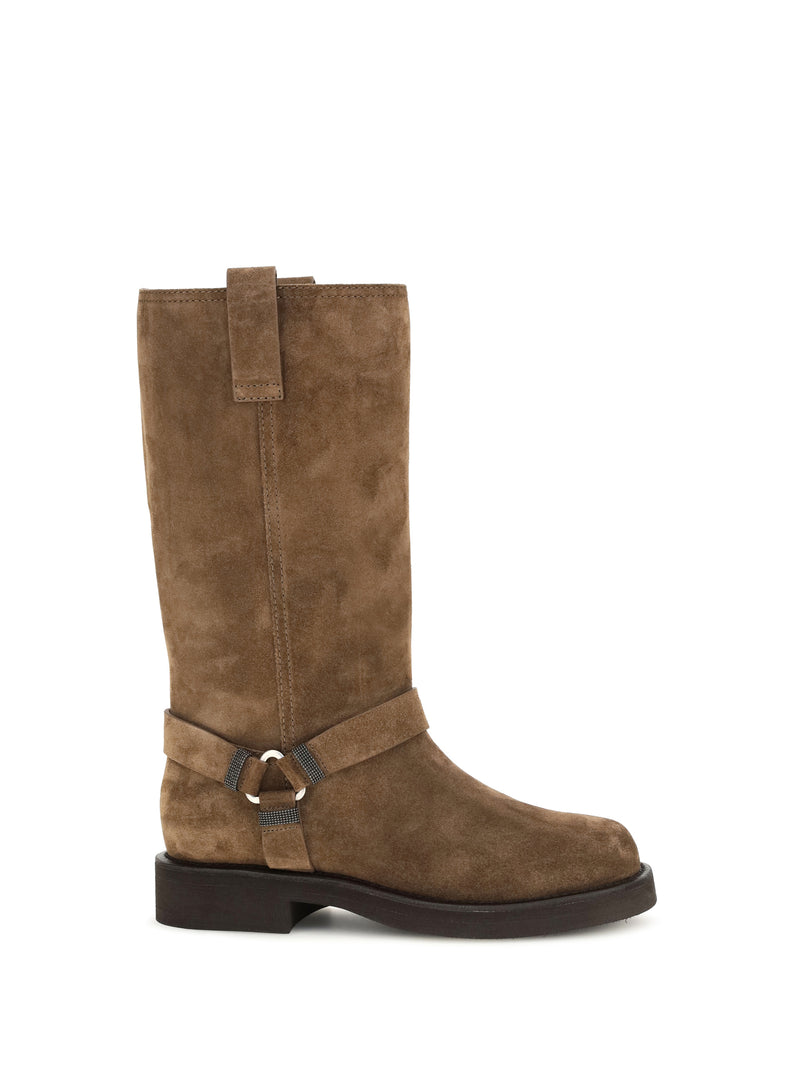 Brunello Cucinelli Brunello Cucinelli Suede Boots Caramello - World Class Fashion