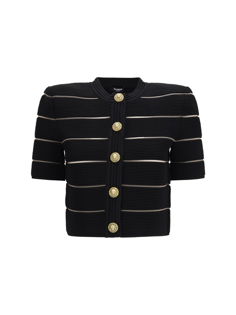 Balmain Balmain Short-sleeved Buttoned Cardigan Noir - World Class Fashion