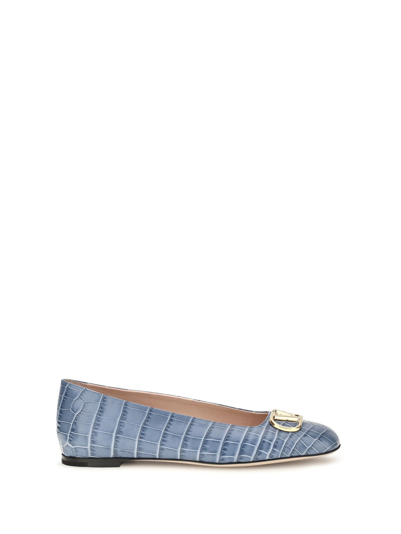 Valentino Garavani Valentino Garavani Vlogo Signature Croc-effect Ballerinas - World Class Fashion