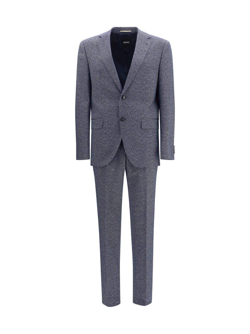 Hugo Boss Black Hugo Boss Traje de Rayas Negro Azul Oscuro para Hombre - World Class Fashion