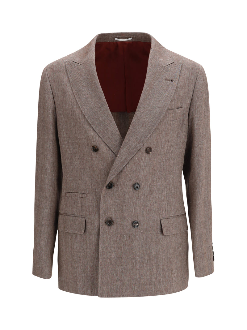 Brunello Cucinelli Brunello Cucinelli Double-breasted Tailored Jacket Nocciola - World Class Fashion