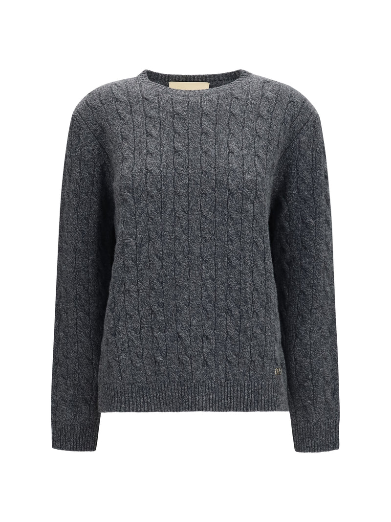 Valentino Valentino Virgin Wool Sweater Antracite Melange - World Class Fashion
