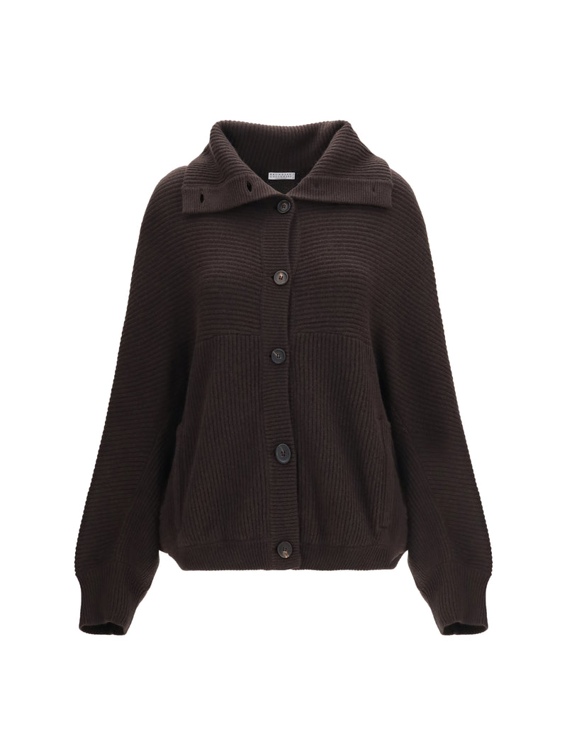 Brunello Cucinelli Brunello Cucinelli High Neck Cashmere Cardigan Caffè - World Class Fashion
