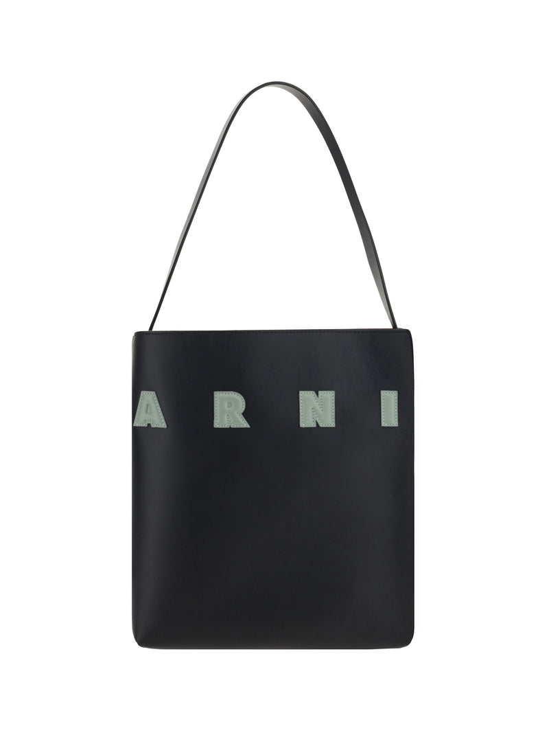 Marni Marni Leather Tote Bag Black/Steppe - World Class Fashion