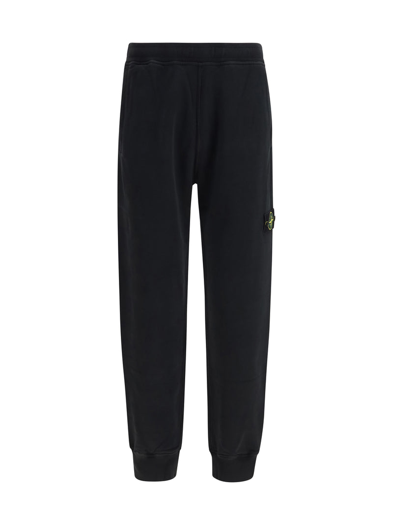 Stone Island Stone Island Logo Patch Sweatpants Black - World Class Fashion