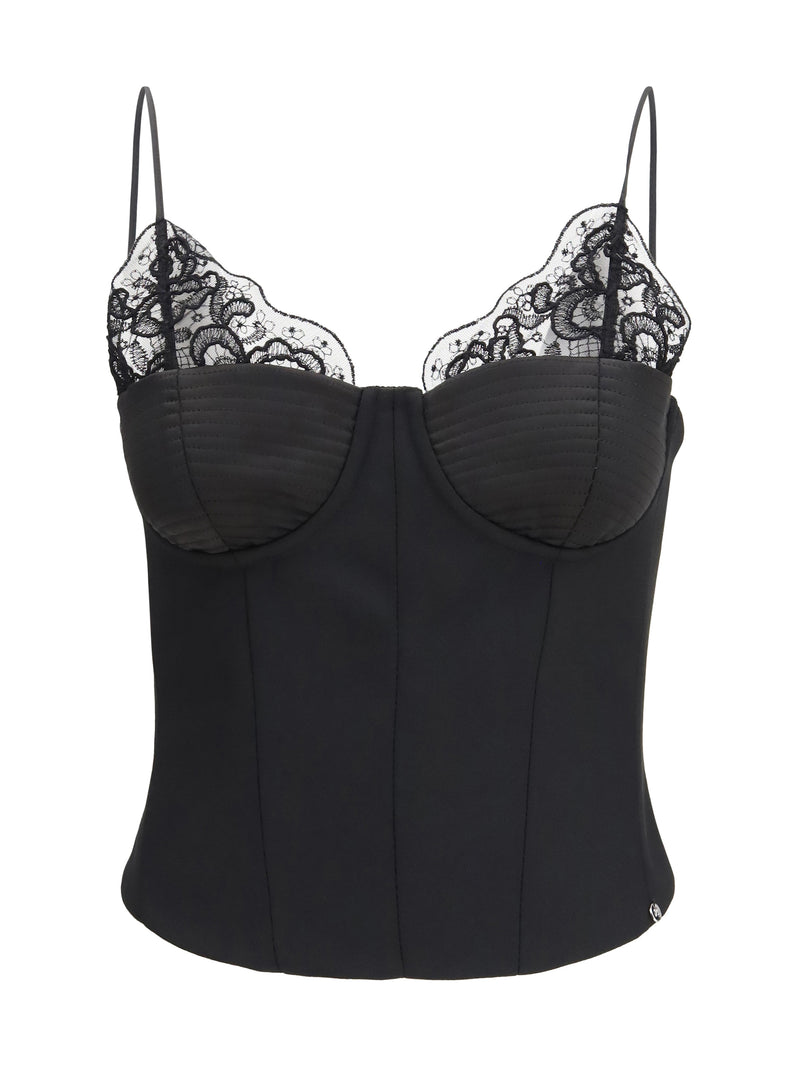Nissa Nissa Wool-blend Lace Top Black - World Class Fashion