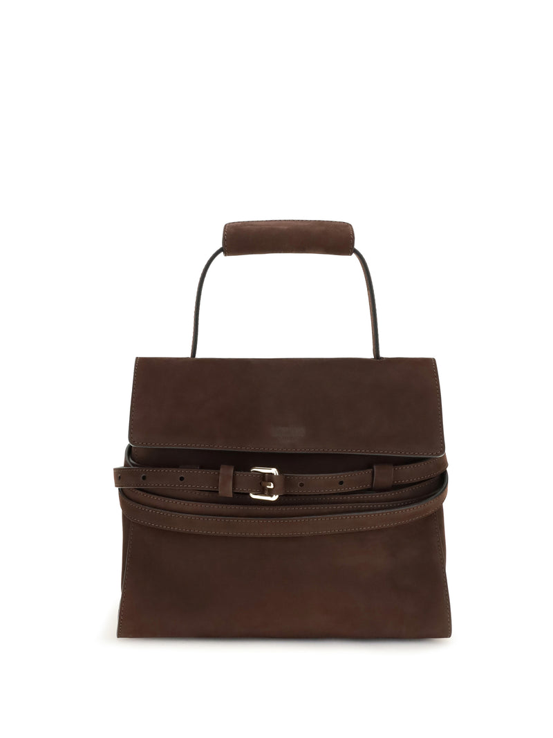 Moschino Moschino Medium Top Handle Bag with Buckle Detail Chocolate - World Class Fashion