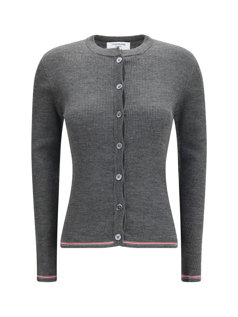 Thom Browne Thom Browne Ribbed Merino Wool Cardigan Medium Grey - World Class Fashion