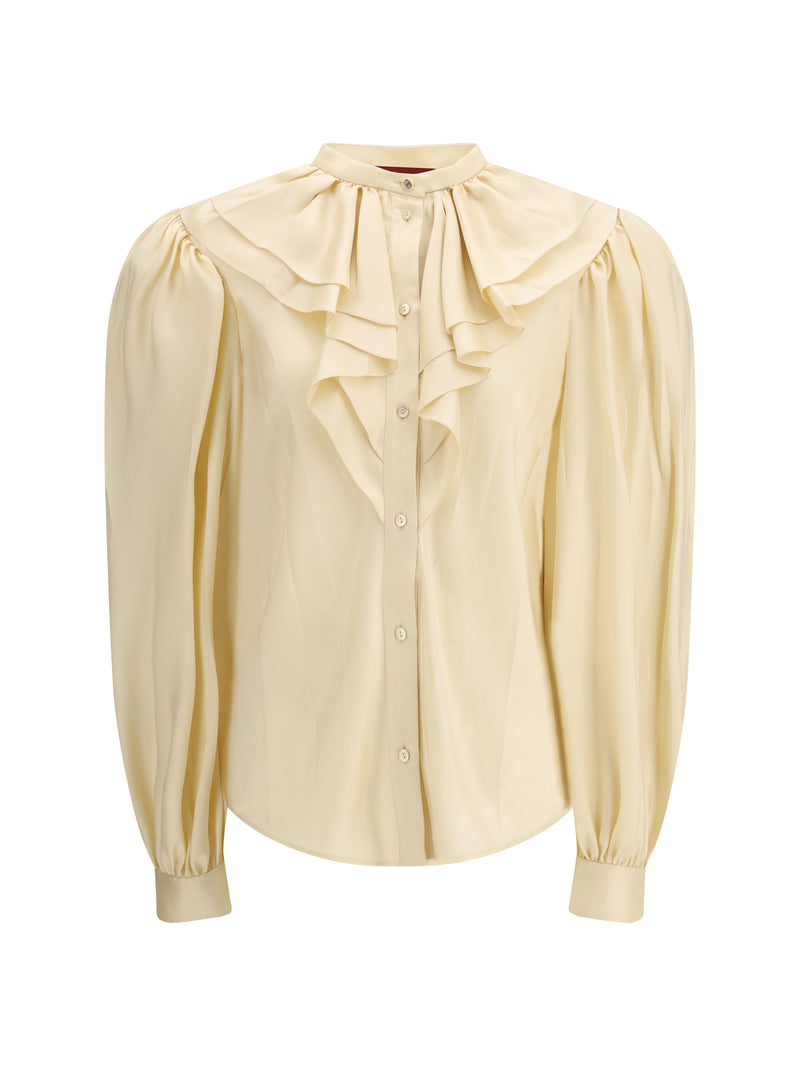 Gucci Gucci Silk Twill Shirt Mat Beige Women - World Class Fashion