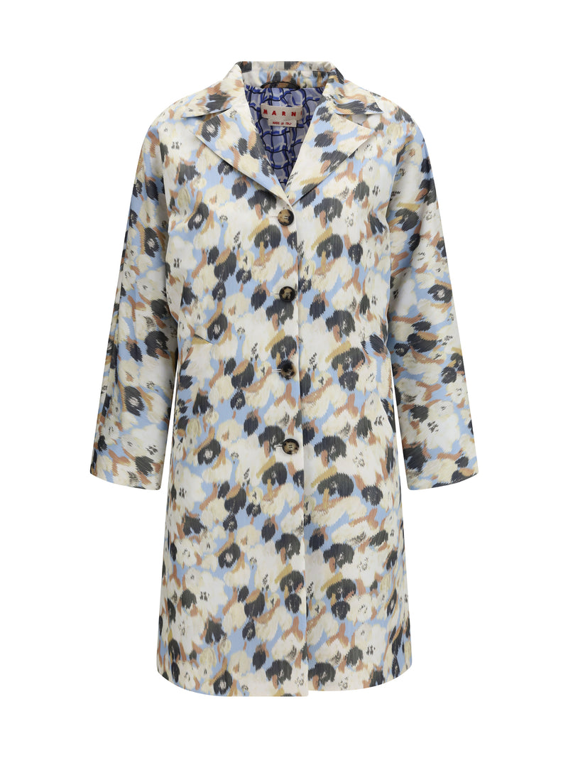 Marni Marni Printed Button Parka Coat Light Blue - World Class Fashion