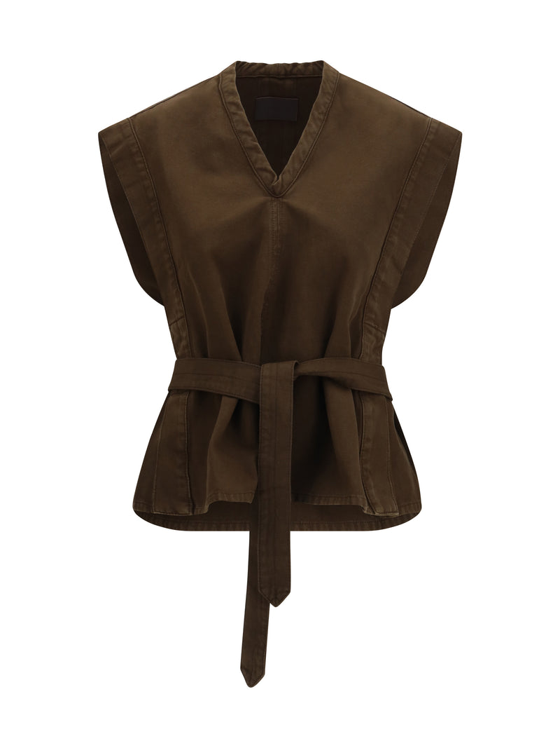 Lemaire Lemaire Chasuble Top With Belt Cacao - World Class Fashion