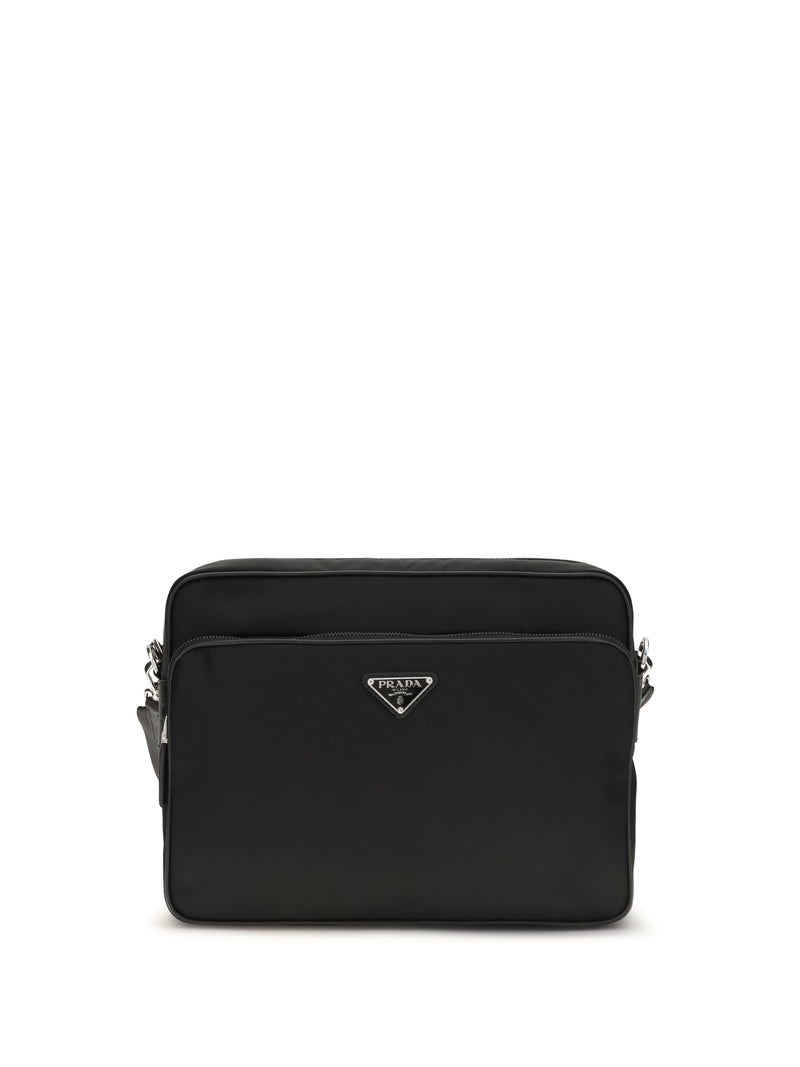 Prada Prada Re-Nylon and Leather Shoulder Bag Nero - World Class Fashion