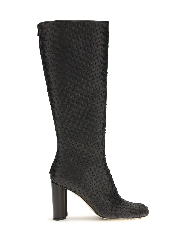 Bottega Veneta Bottega Veneta Cherry Intrecciato High Boots Black - World Class Fashion