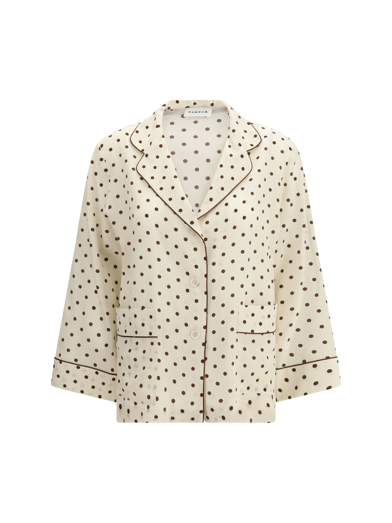 P.a.r.o.s.h. P.a.r.o.s.h. Polka-dot Silk Shirt Fantasia Panna - World Class Fashion