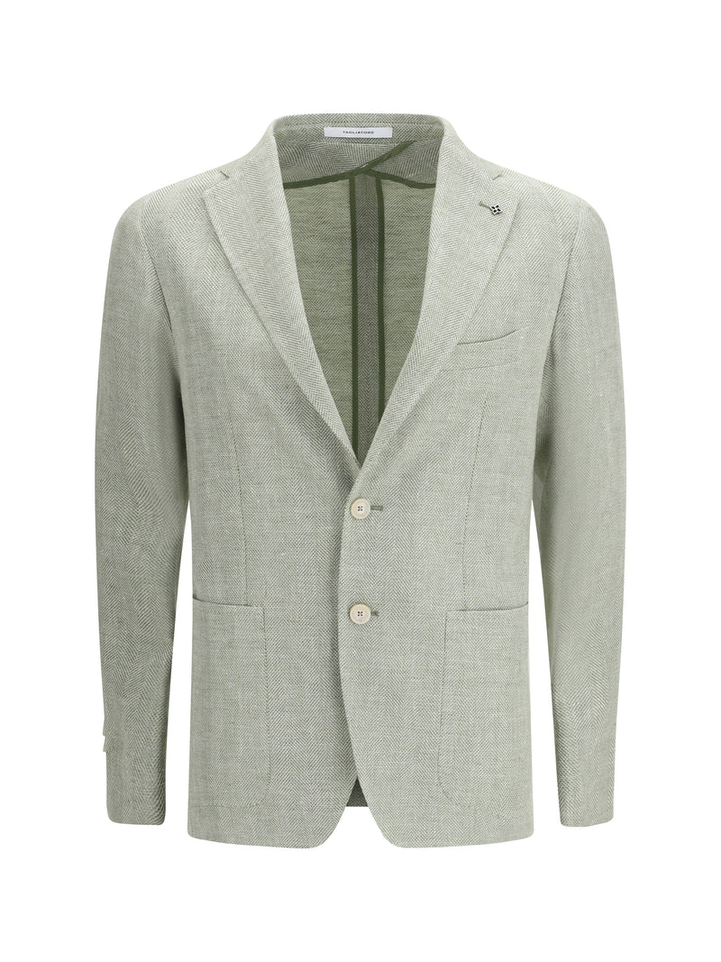 Tagliatore Tagliatore Cotton and Linen Blazer Verde Men - World Class Fashion