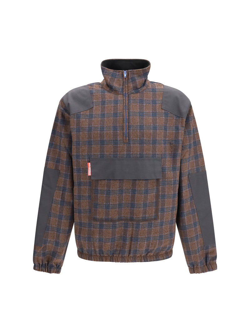 Gr10k Gr10k Cotton-blend Zip Jacket Brown Blue Plaid - World Class Fashion