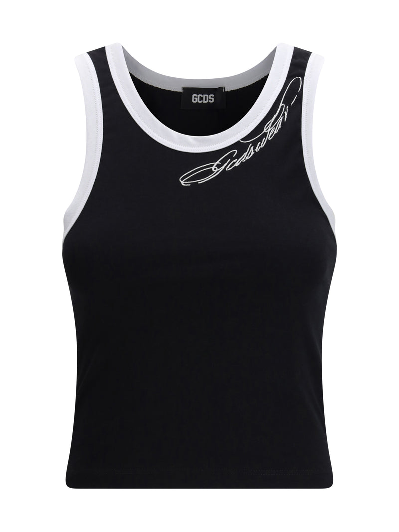 Gcds Gcds Cropped Sleeveless Tank Top Black/White - World Class Fashion