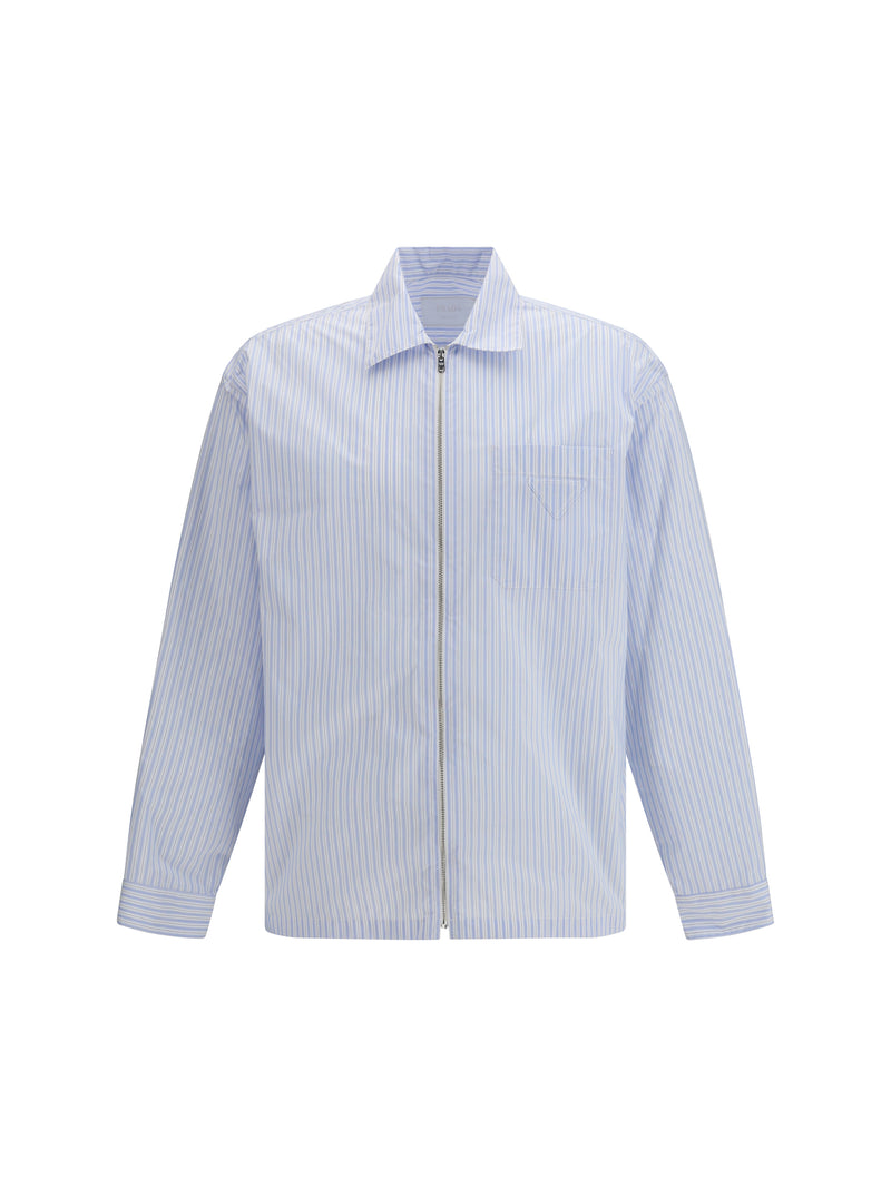 Prada Prada Striped Re-nylon Shirt Bianco+Cielo Men - World Class Fashion