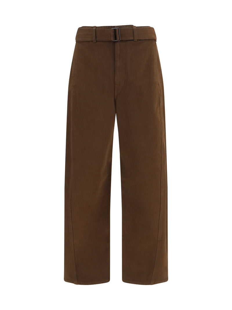 Lemaire Lemaire Heavy Dyed Twill Belted Pants Ristretto - World Class Fashion