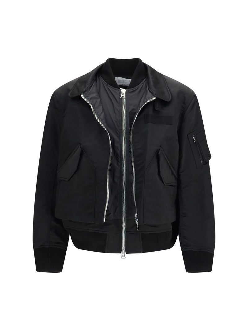 Sacai Sacai Cotton Chino and Nylon Twill Jacket Black - World Class Fashion