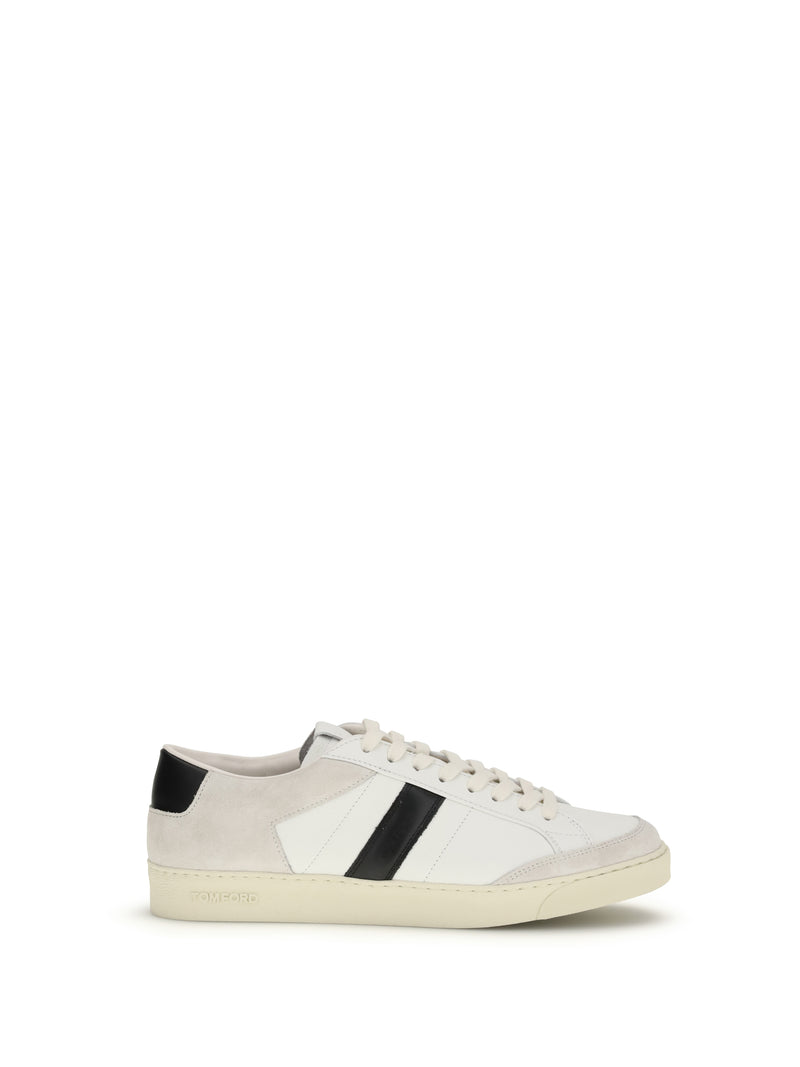 Tom Ford Tom Ford Leather Sneakers White + Cream Men - World Class Fashion