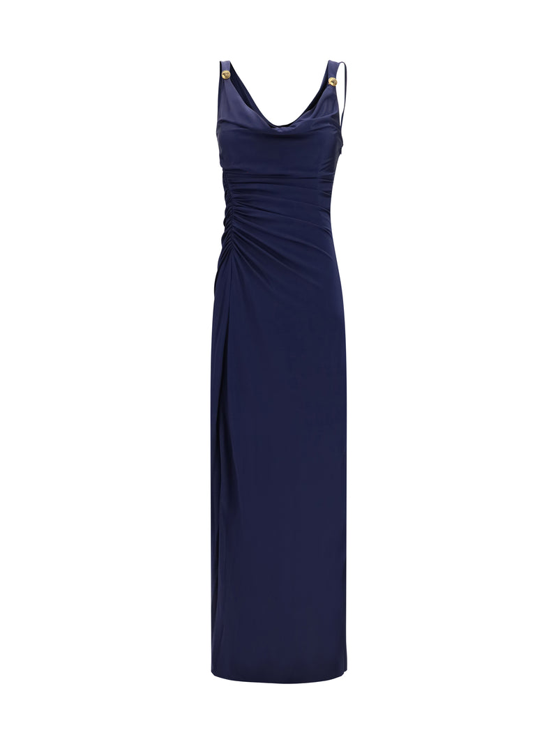 Versace Versace Long Dress Soft Viscose Jersey Navy - World Class Fashion