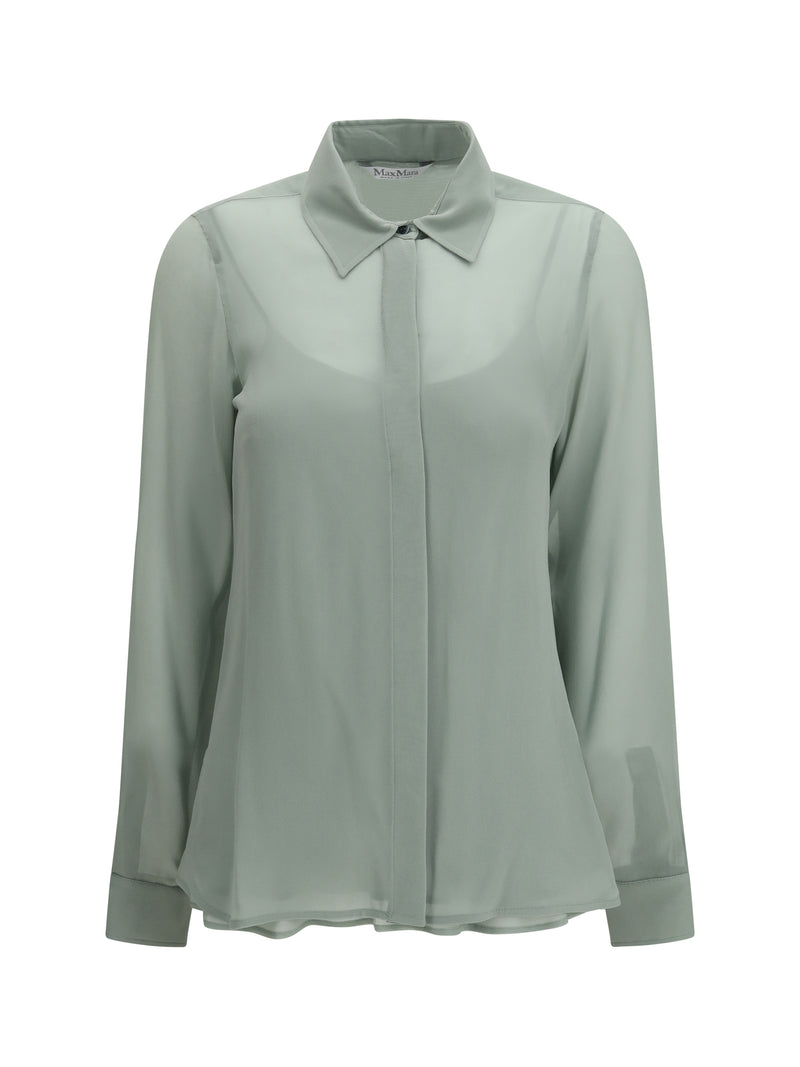 Max Mara Max Mara Long-sleeve Silk Shirt Verde Salvia - World Class Fashion
