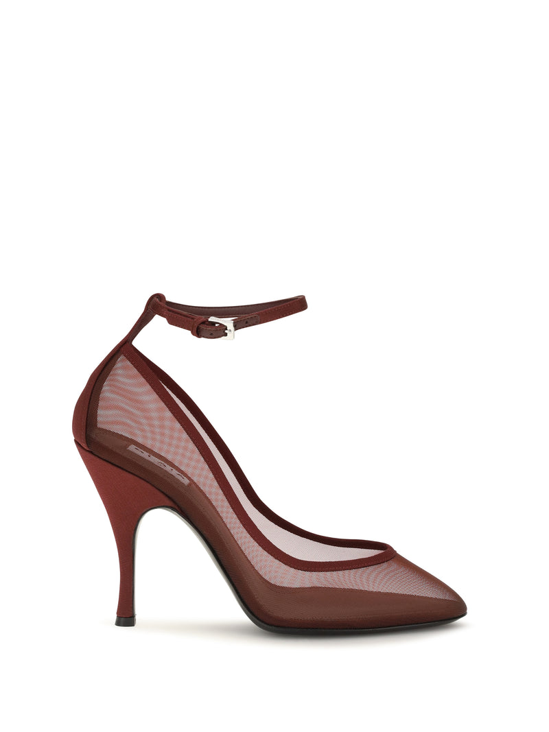 Alaia Alaïa Nude Mesh Pumps Bordeaux Women - World Class Fashion