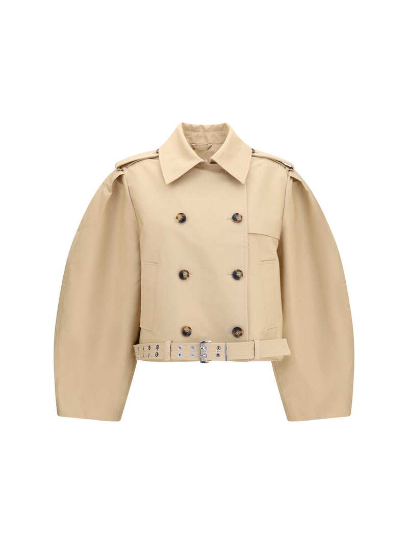 Ganni Ganni Double-breasted Belted Jacket Warm Sand - World Class Fashion