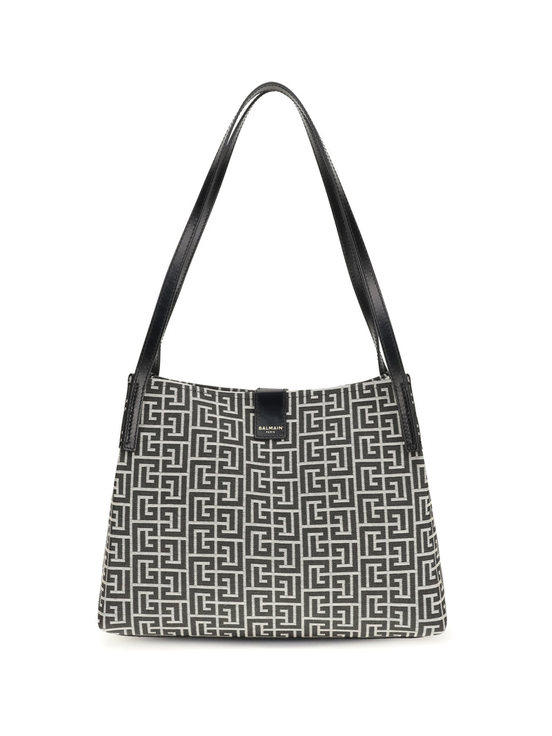 Balmain Balmain Jacquard And Leather Tote Bag Ivoire/Noir - World Class Fashion