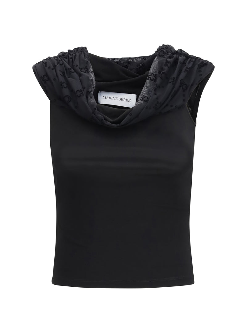 Marine Serre Marine Serre Off Shoulder Draped Top Black Women - World Class Fashion