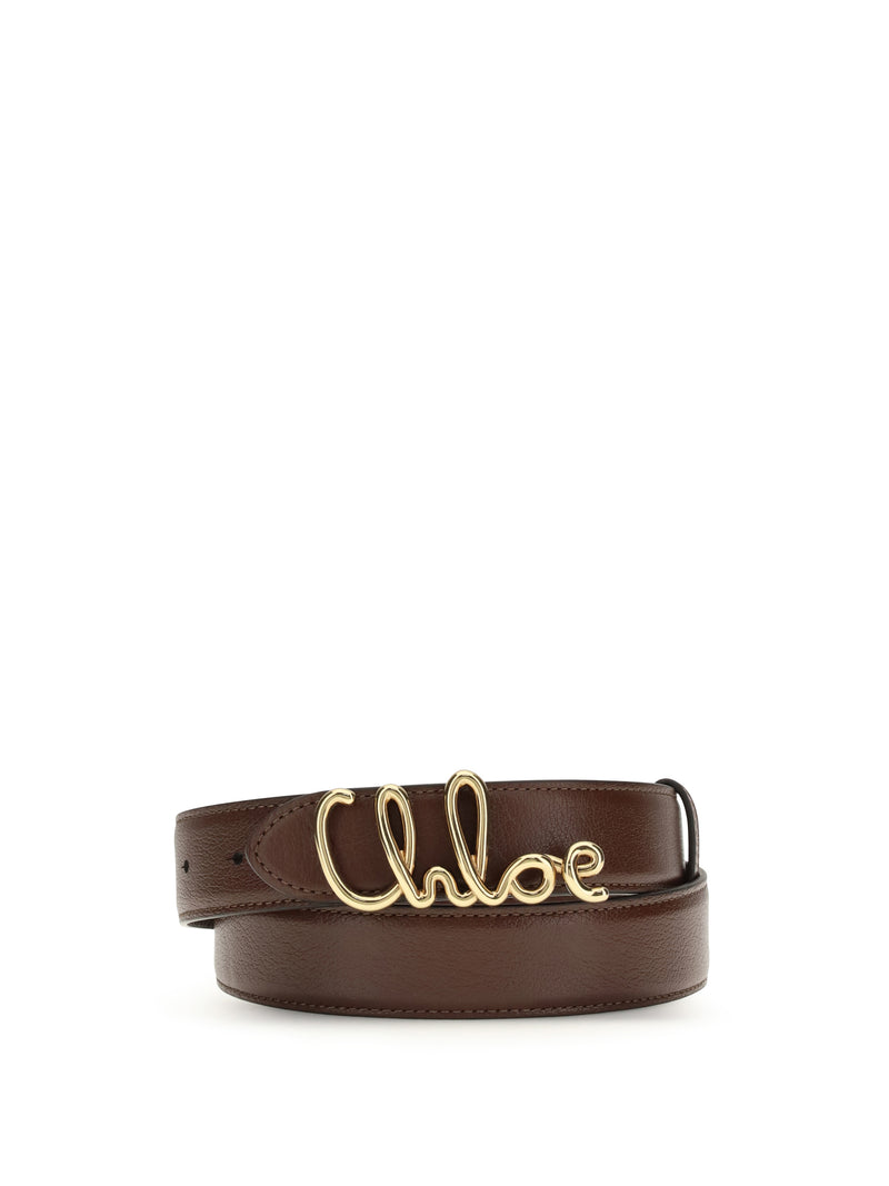 Chloe Chloé Iconic Leather Belt Crafty Brown - World Class Fashion