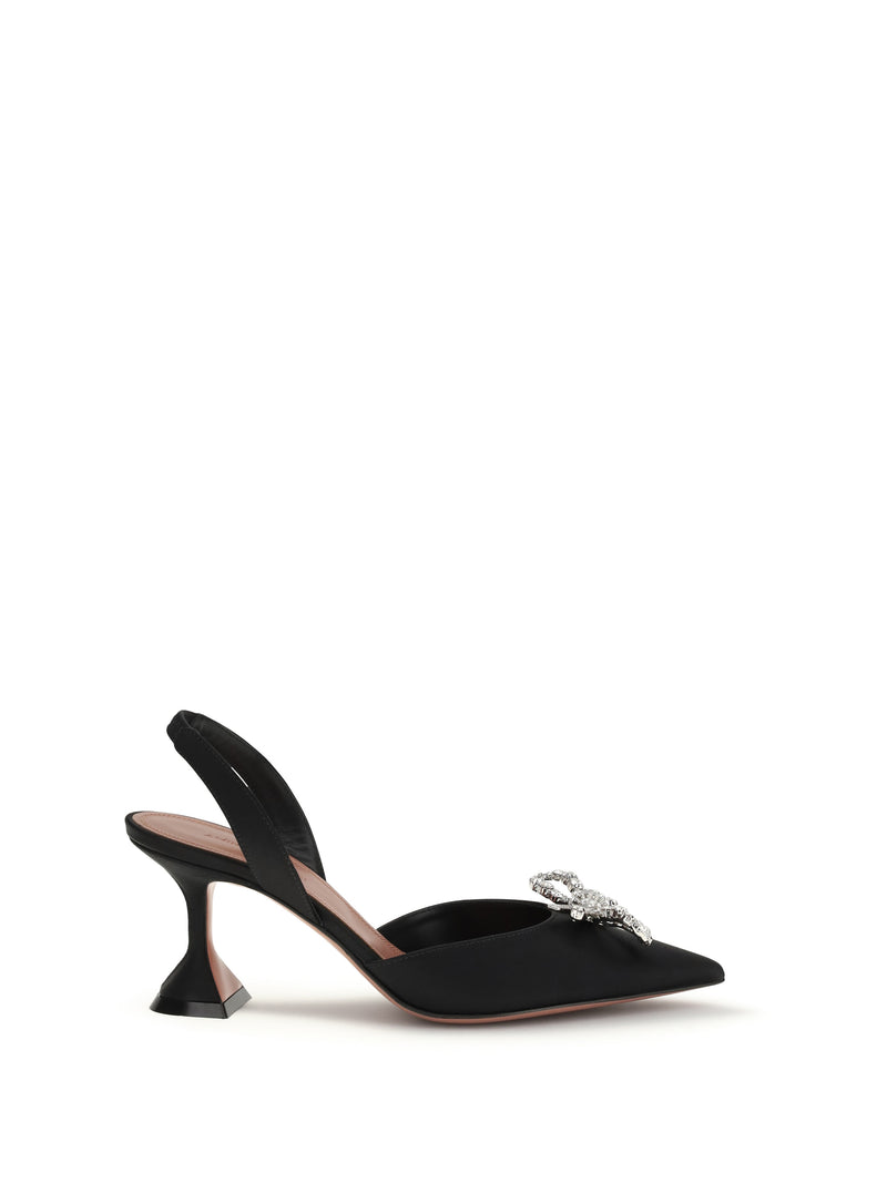 Amina Muaddi Zapatos de tacón con tira trasera Rosie de Amina Muaddi negros - World Class Fashion