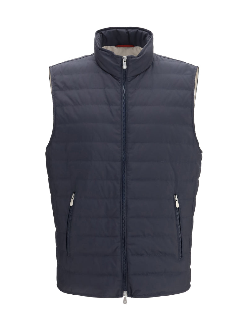 Brunello Cucinelli Brunello Cucinelli Sleeveless Padded Gilet Navy+Geyser - World Class Fashion