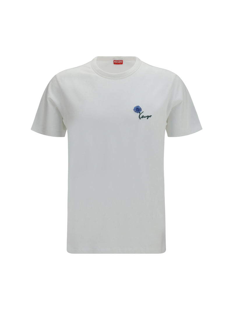 Kenzo Kenzo Camiseta de algodón con bordado de tulipán color blanquecino - World Class Fashion