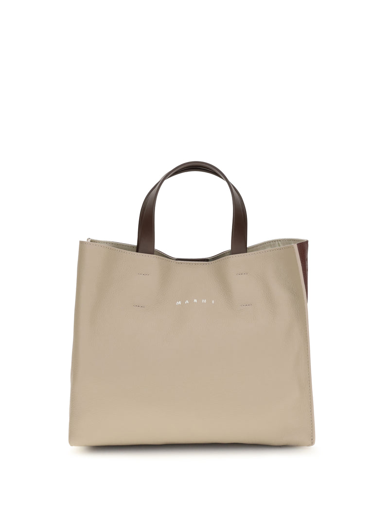 Marni Bolso tote Marni Museo Piedra lunar/Borgoña oscuro/Café - World Class Fashion