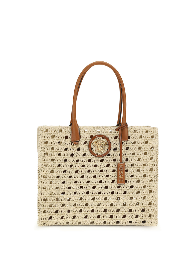 Versace Bolso tote de ganchillo Versace natural Ambrer Versace Gold - World Class Fashion
