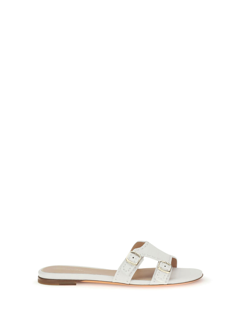 Santoni Santoni Low Leather Sandals White Women - World Class Fashion