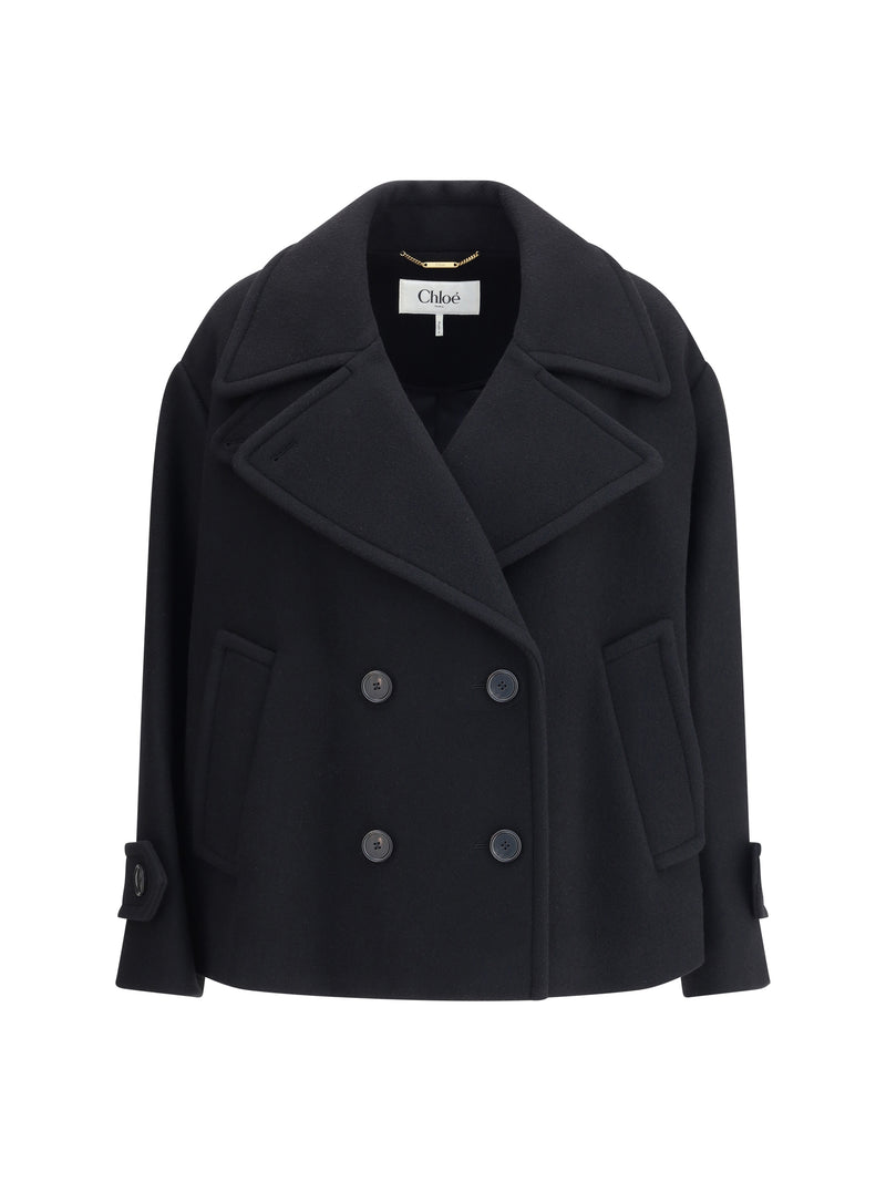 Chloe Chloé Oversize Short Coat Black - World Class Fashion