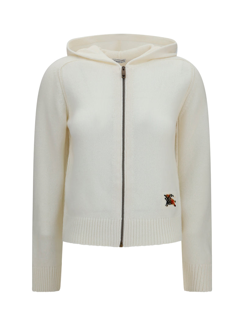 Burberry Burberry Wool Hooded Cardigan Ecru - World Class Fashion