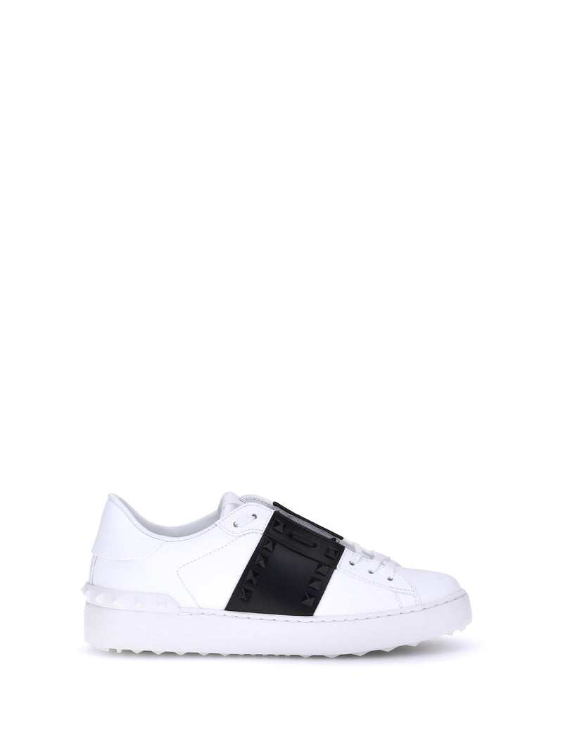 Valentino Garavani Valentino Garavani Open Rockstud Sneakers White/Black - World Class Fashion