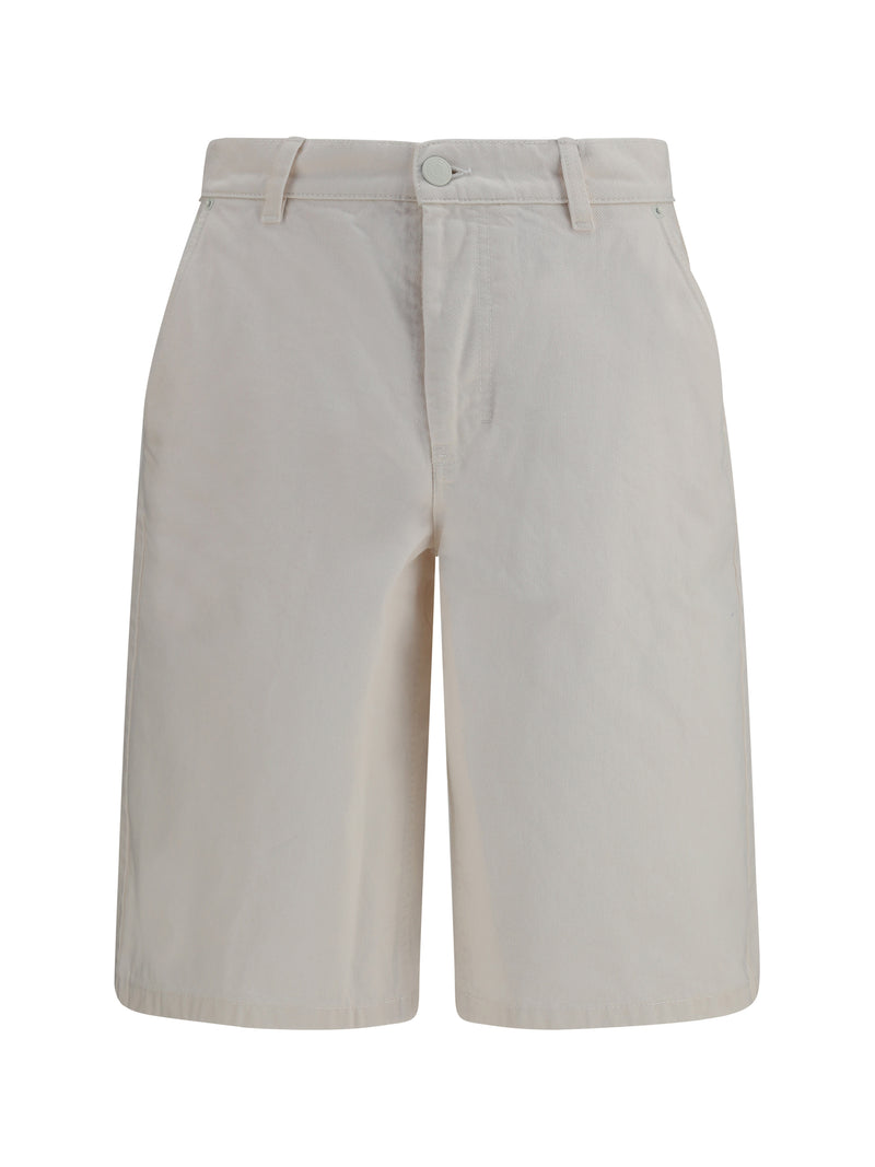 AMI Paris AMI Paris Wide Twill Cotton Shorts Blanc Creme - World Class Fashion