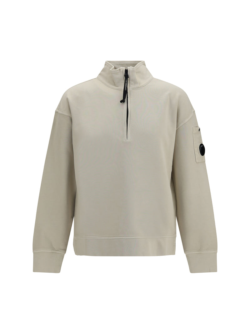 C.P. Company C.P. Company Diagonal-Weave Cotton Fleece Sweatshirt Silver Birch - World Class Fashion