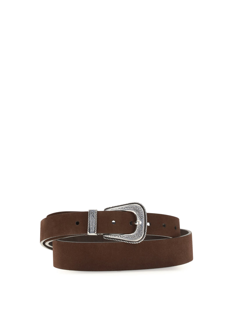 Brunello Cucinelli Brunello Cucinelli Suede Western Buckle Belt Tuya - World Class Fashion