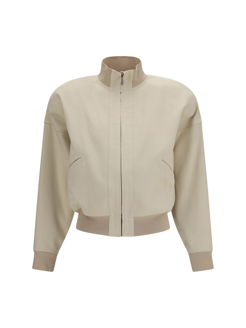 Gucci Gucci Silk Poplin Zip Bomber Jacket Ecru - World Class Fashion