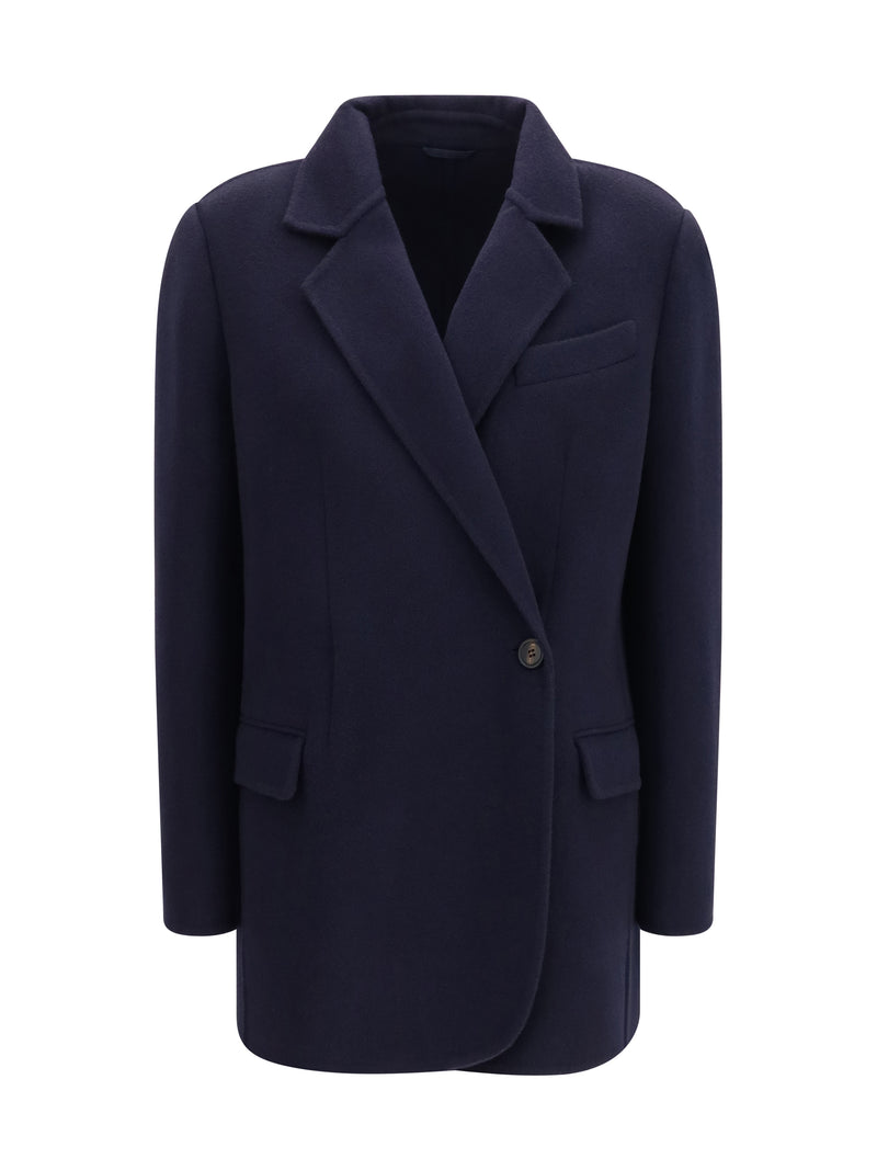 Brunello Cucinelli Brunello Cucinelli Single-breasted Wool Cashmere Jacket Blue - World Class Fashion