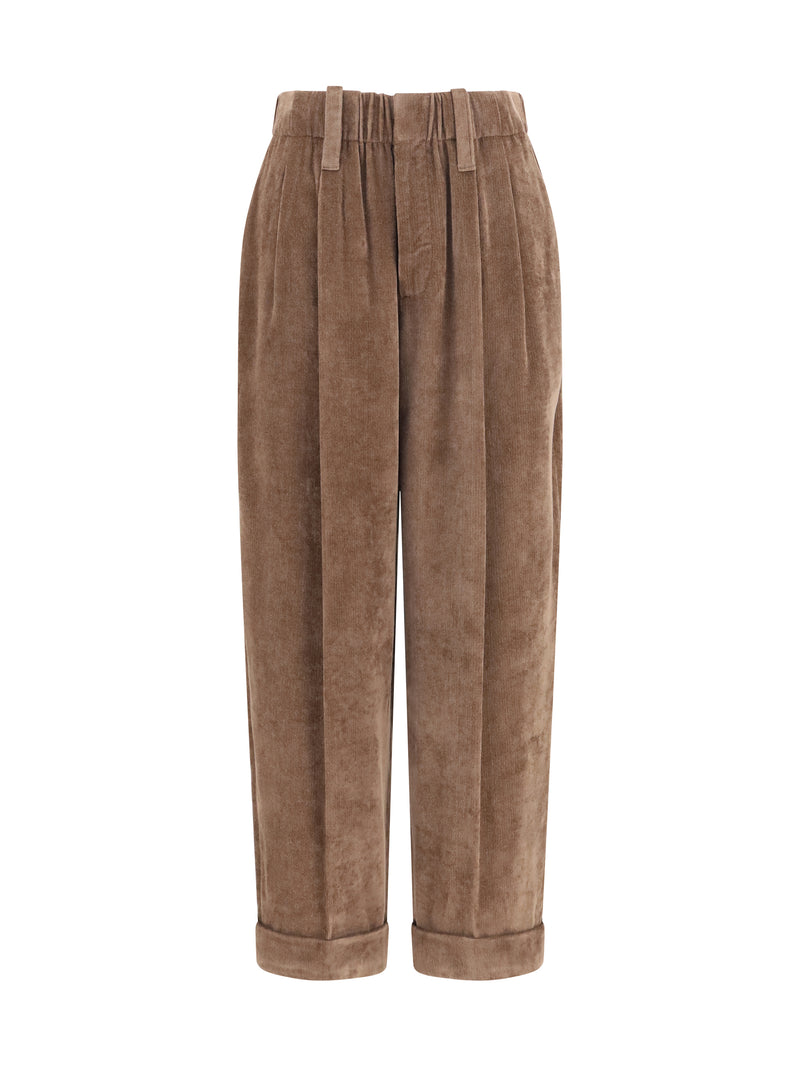 Brunello Cucinelli Brunello Cucinelli Elasticated Viscose Cashmere Pants Sigaro - World Class Fashion