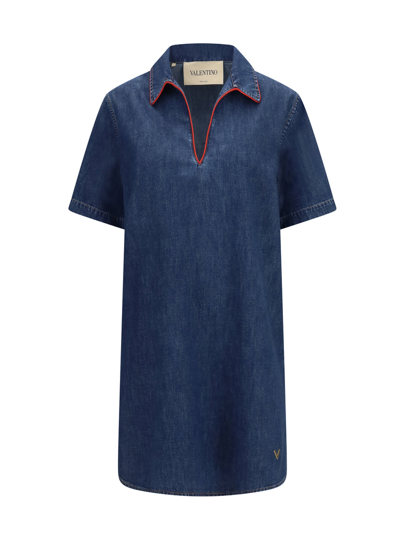 Valentino Vestido Vaquero Valentino Chambray Denim Oscuro - World Class Fashion